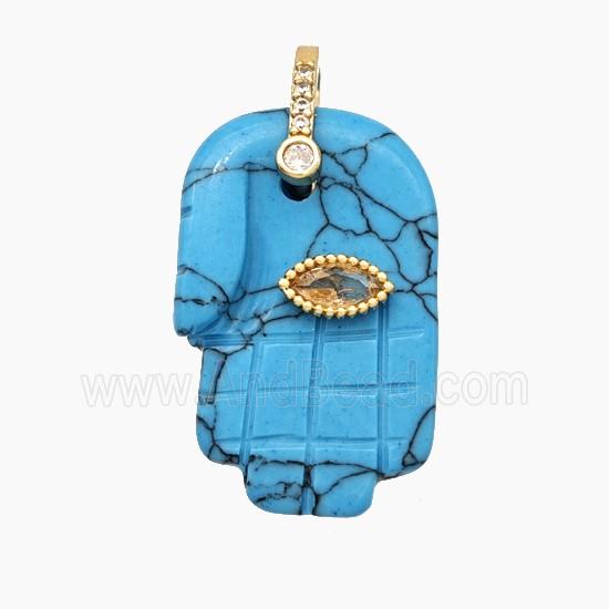 Howlite Turquoise Buddha-Hand Pendant Blue Dye
