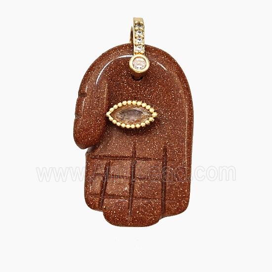 Golden Sandstone Buddha-Hand Pendant