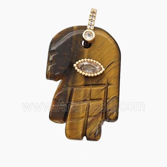 Natural Tiger Eye Stone Buddha-Hand Pendant