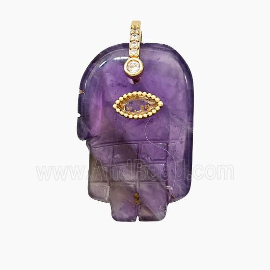Natural Amethyst Pendant Buddha-Hand Purple