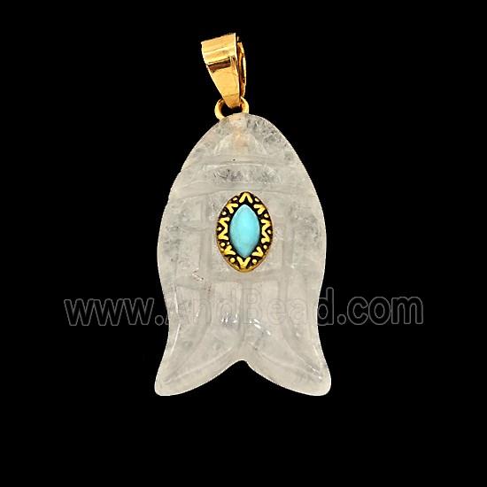 Natural Clear Quartz Fish Pendant