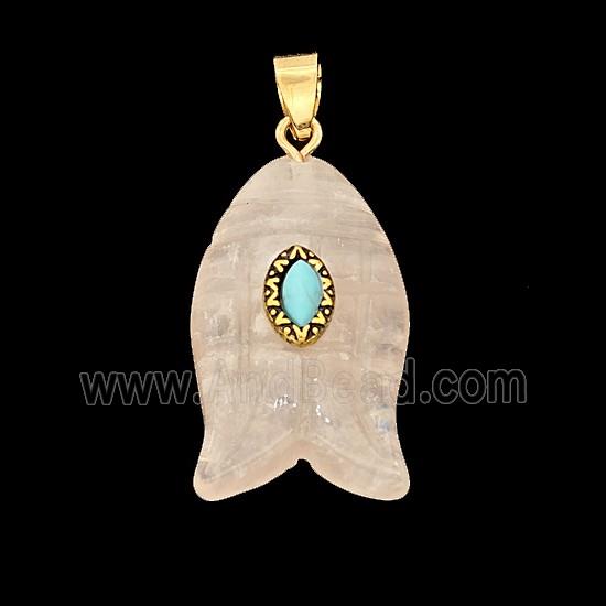 Natural Pink Rose Quartz Fish Pendant