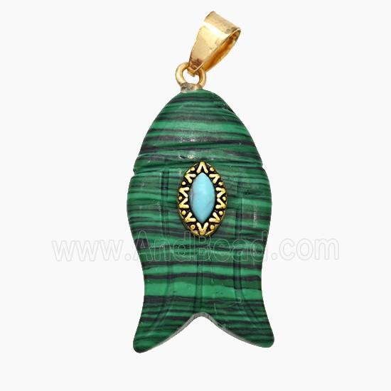 Green Synthetic Malachite Fish Pendant
