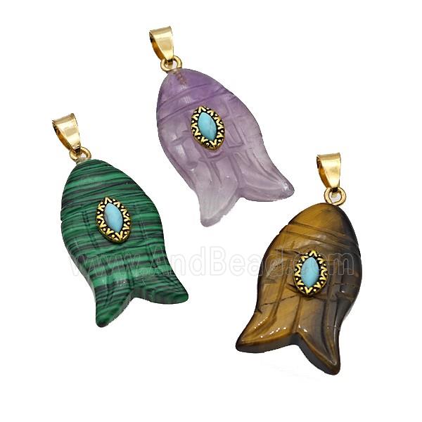 Mix Gemstone Fish Pendant