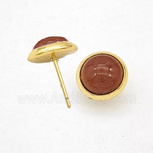 Golden Sandstone Stud Earrings Copper Gold Plated