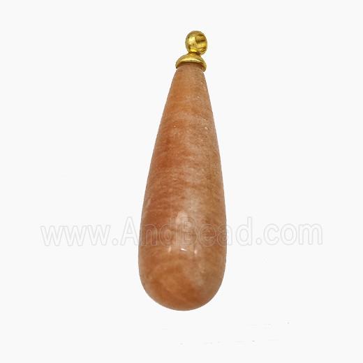 Natural Sunstone Teardrop Pendant Peach