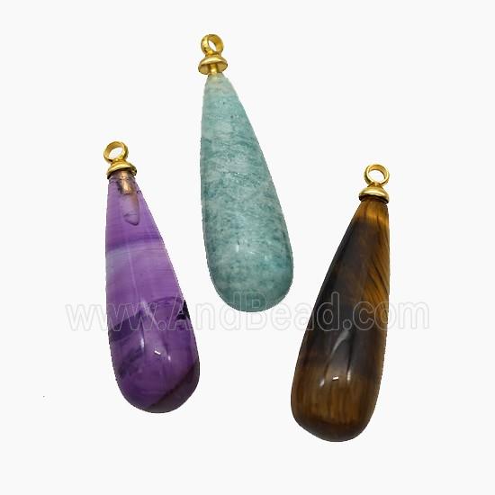 Natural Gemstone Teardrop Pendant Mixed
