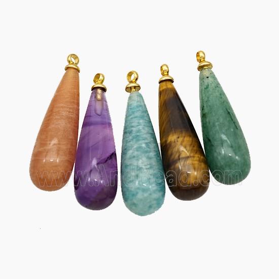 Natural Gemstone Teardrop Pendant Mixed