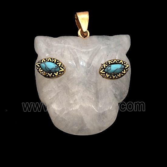 Natural Clear Quartz Leopard-header Pendant
