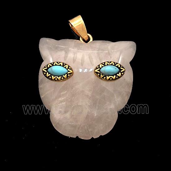 Pink Rose Quartz Leopard-header Pendant