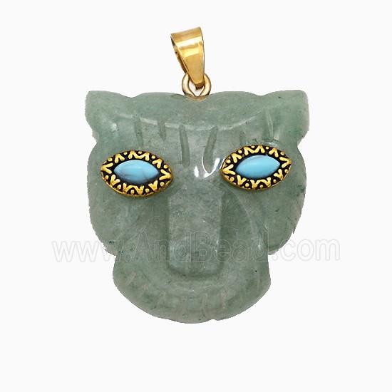 Green Aventurine Leopard-header Pendant