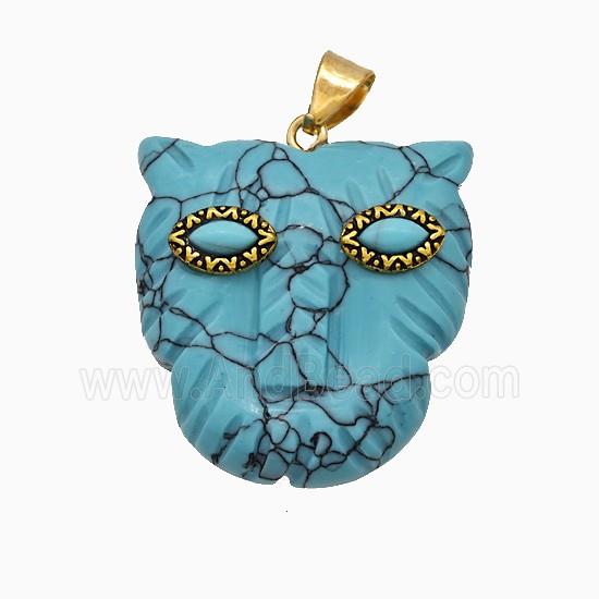Blue Dye Howlite Turquoise Leopard-header Pendant