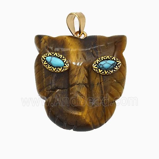 Tiger Eye Stone Leopard-header Pendant