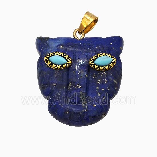 Blue Lapis Lazuli Leopard-header Pendant