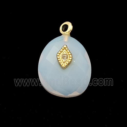 Opalite Teardrop Pendant With Copper Eye Gold Plated