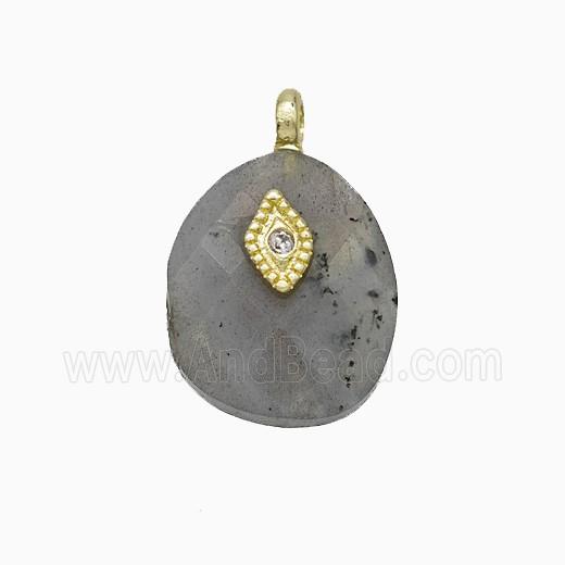Labradorite Teardrop Pendant With Copper Eye Gold Plated