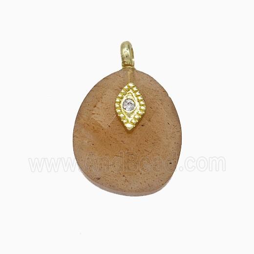 Yellow Aventurine Teardrop Pendant With Copper Eye Gold Plated