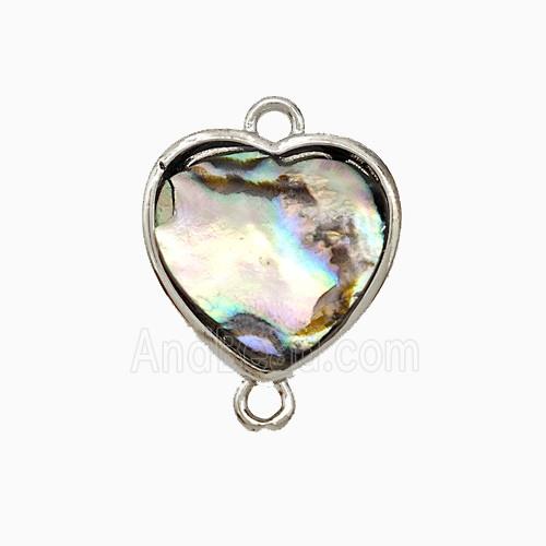 Abalone Shell Heart Connector Platinum Plated