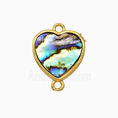Abalone Shell Heart Connector Gold Plated