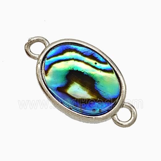 Abalone Shell Oval Connector Platinum Plated