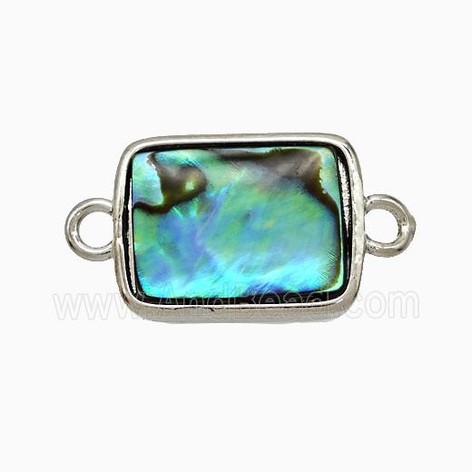Abalone Shell Rectangle Connector Platinum Plated