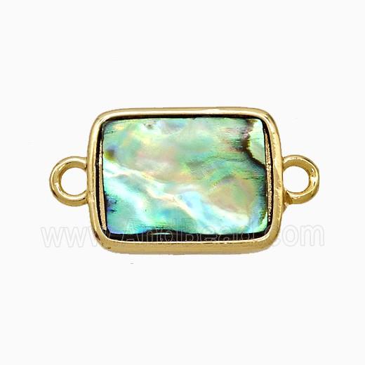 Abalone Shell Rectangle Connector Gold Plated