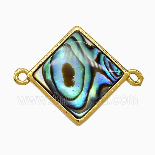 Abalone Shell Square Connector Gold Plated