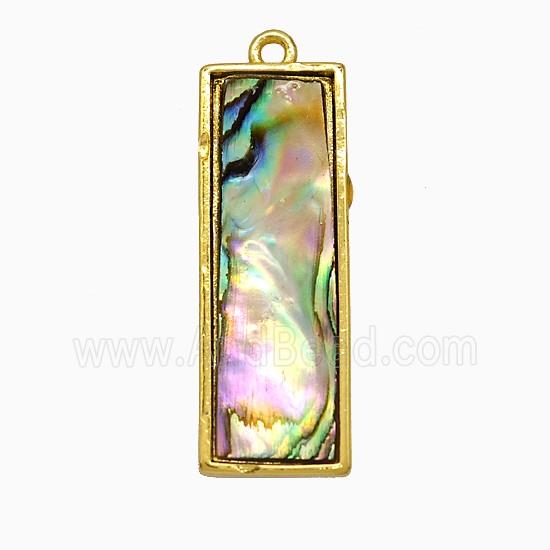 Abalone Shell Rectangle Pendant Gold Plated