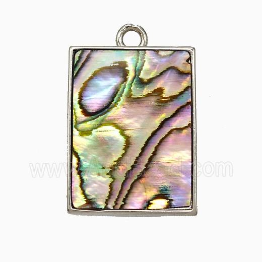 Abalone Shell Rectangle Pendant Platinum Plated
