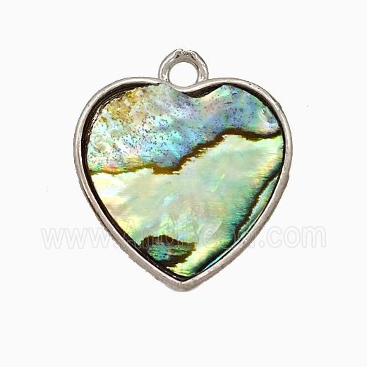 Abalone Shell Heart Pendant Platinum Plated