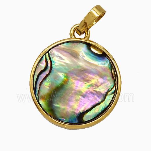 Abalone Shell Circle Pendant Gold Plated