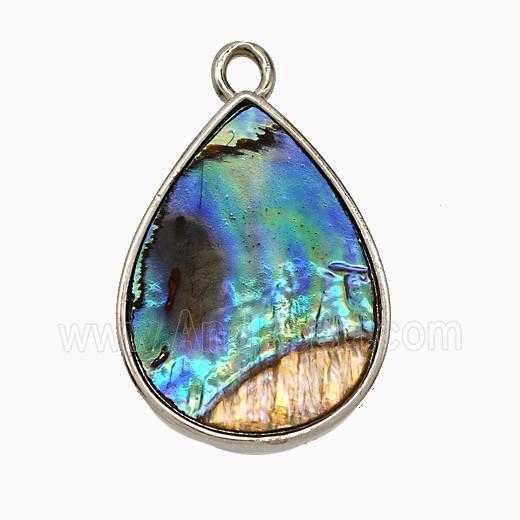 Abalone Shell Teardrop Pendant Platinum Plated
