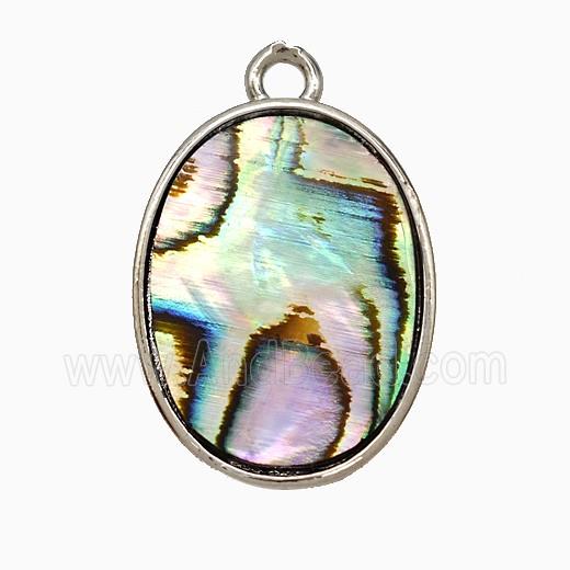 Abalone Shell Oval Pendant Platinum Plated