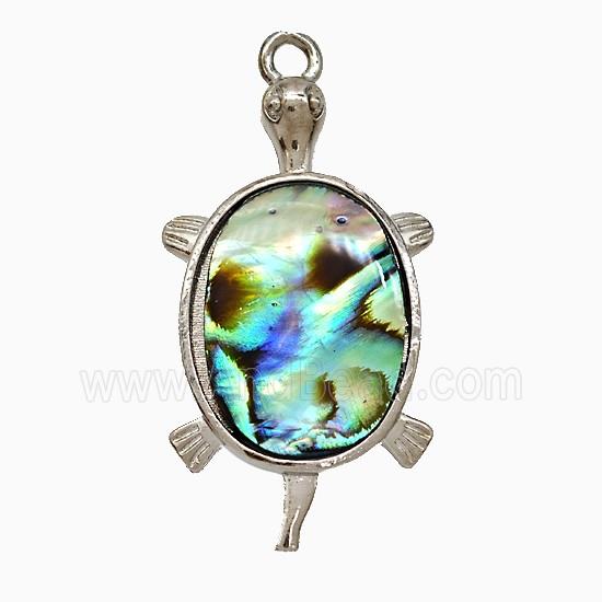 Abalone Shell Tortoise Pendant Platinum Plated
