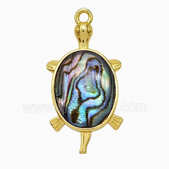 Abalone Shell Tortoise Pendant Gold Plated