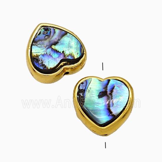 Abalone Shell Heart Beads Gold Plated