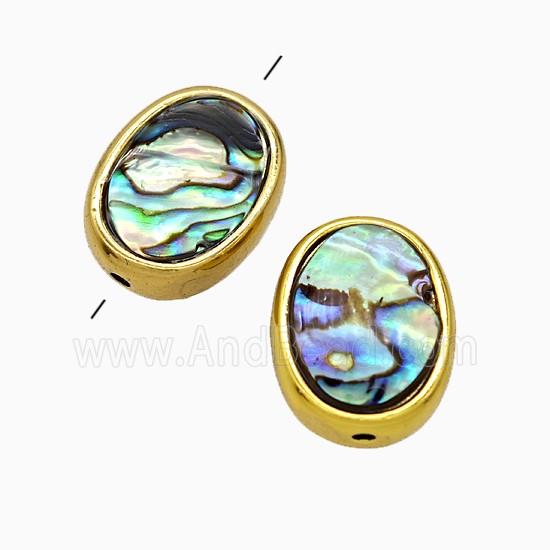 Abalone Shell Oval Beads Gold Plated