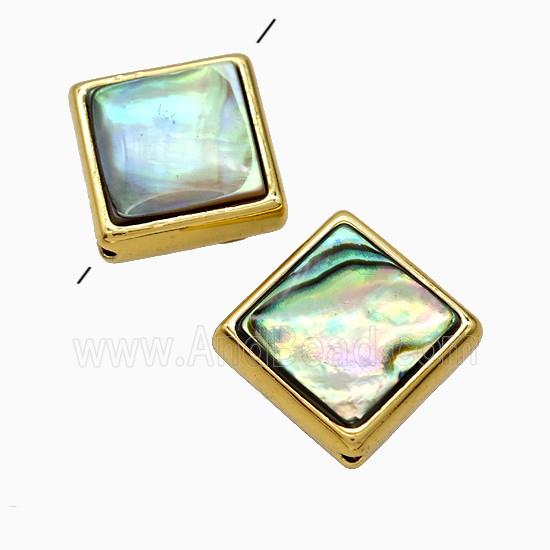 Abalone Shell Square Beads Gold Plated