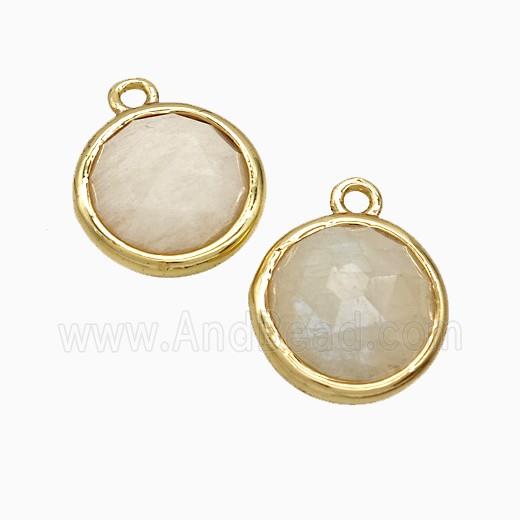 White Moonstone Circle Pendant Gold Plated