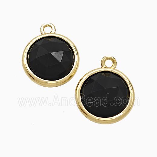 Black Obsidian Circle Pendant Gold Plated