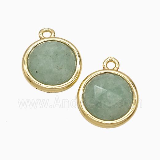 Green Aventurine Circle Pendant Gold Plated