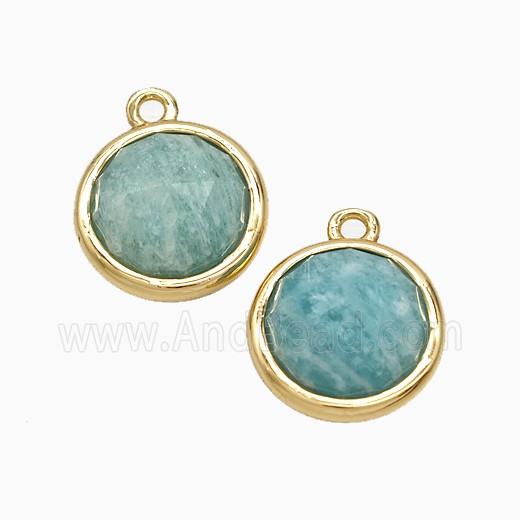 Green Amazonite Circle Pendant Gold Plated