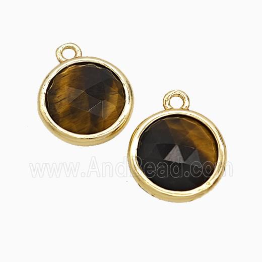 Tiger Eye Stone Circle Pendant Gold Plated