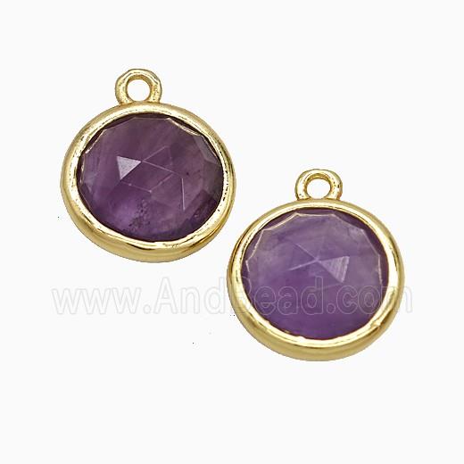 Purple Amethyst Circle Pendant Gold Plated