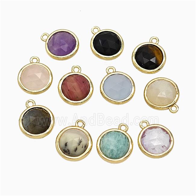 Mixed Gemstone Circle Pendant Gold Plated
