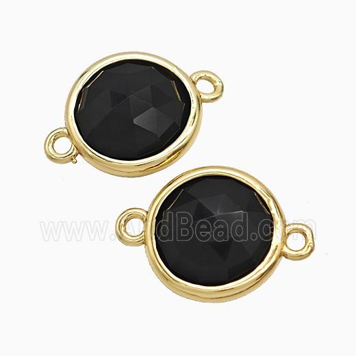 Black Obsidian Circle Connector Gold Plated
