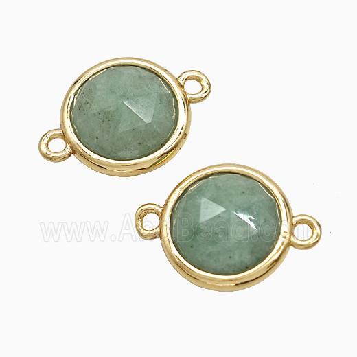 Green Aventurine Circle Connector Gold Plated