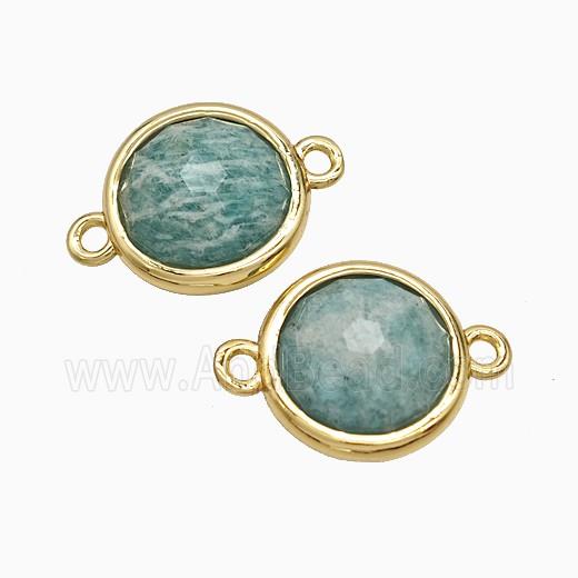 Green Amazonite Circle Connector Gold Plated