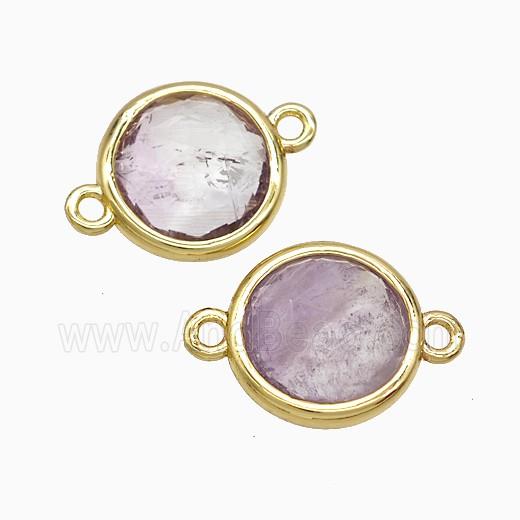 Lt.purple Amethyst Circle Connector Gold Plated