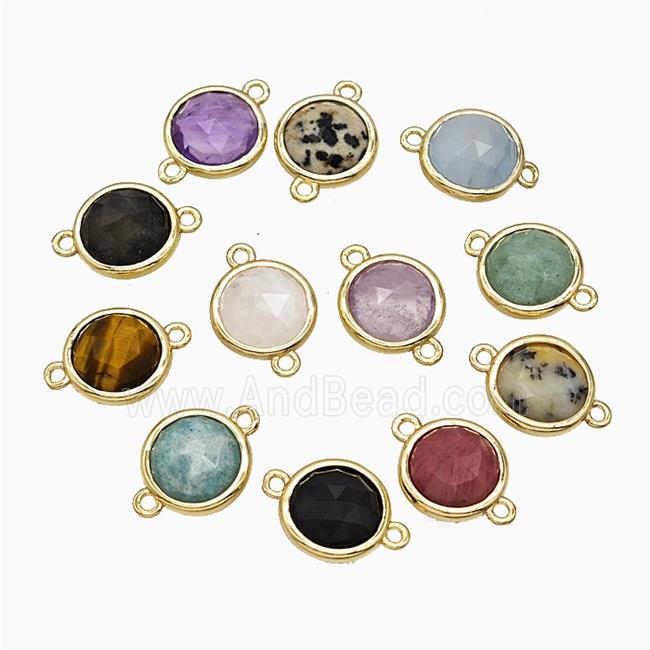 Mixed Gemstone Circle Connector Gold Plated
